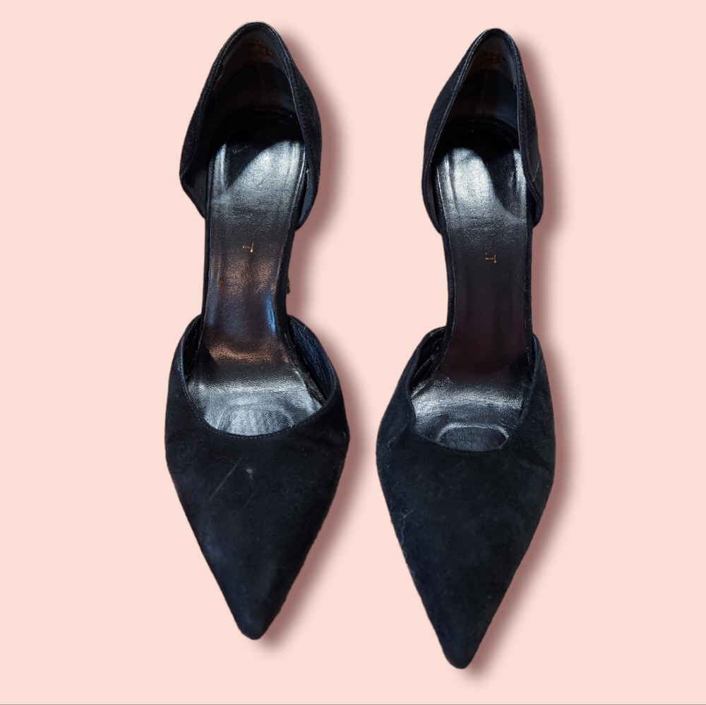 Saint Laurent Suede Black 105 D'orsay Escarpin Pumps Heels YSL - Picture 5 of 8